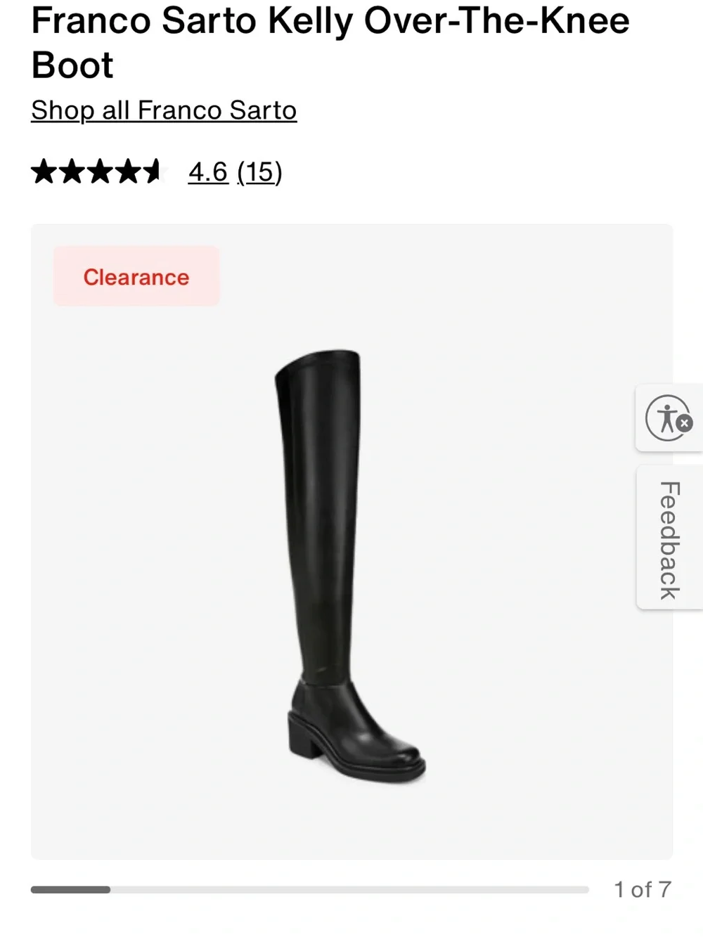 Franco Sarto Black Knee-High Platform Block Heel Boot